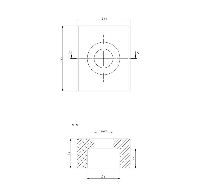 Lang Technik Slot Key for axial alignment of Quick•Point® Round Plate, Item No. 45890, 18×22 mm