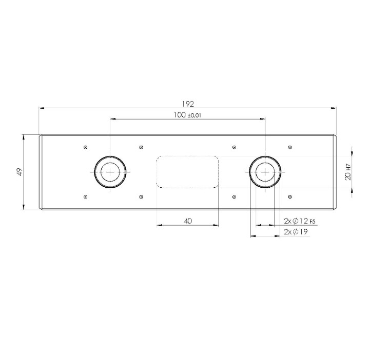 Lang Technik Quick•Point® Rail Extension Bar, short, with mounting bores