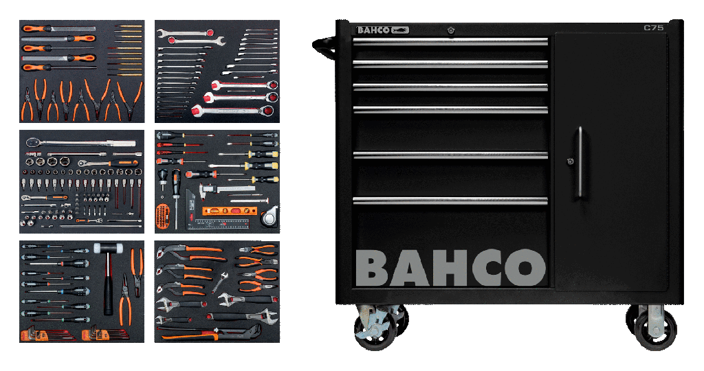 Bahco Alet Arabası, Genel Amaçlı Alet Kiti - 210 Parça