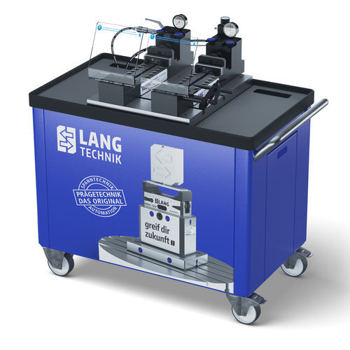 Trolley with Makro•Grip® Dual Stamping Unit, Extended, on T-slot plate, with High-End Stamping Jaws 
