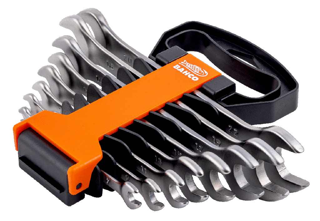 Bahco İki ağızlı anahtar seti, metrik. Plastik Tutacak içinde