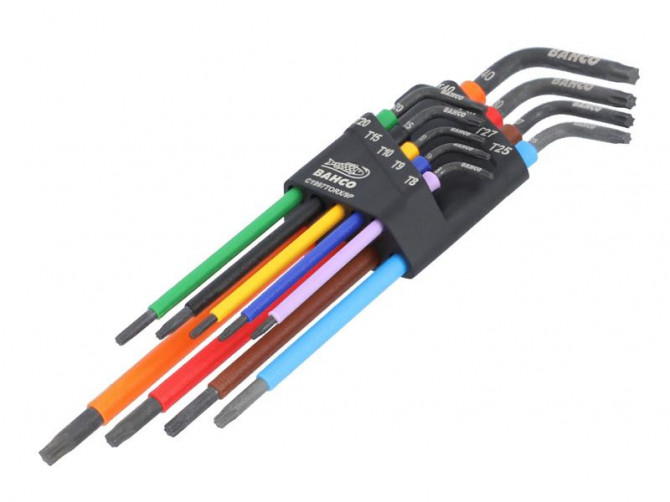 Uzun TORX® Renkli L Anahtar Takımı T8-T40 - 9 Parça