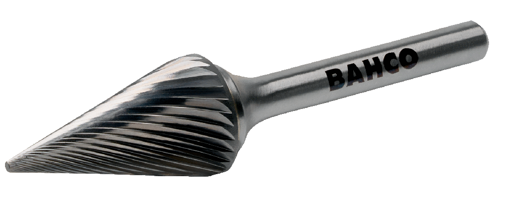 Bahco 9.5 mm x 16 mm - Ø21 Sivri Burunlu Konik Başlı Karbür Döner Çapaklar 6 mm