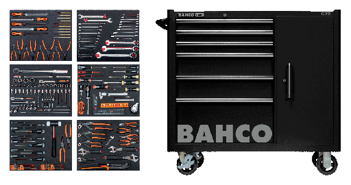 [1475KXL6CBK-FF5] Bahco Alet Arabası, Genel Amaçlı Alet Kiti - 210 Parça