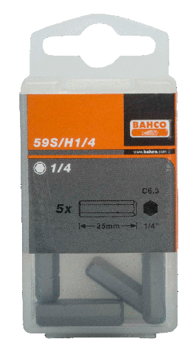 [59S/H1/4-3P] Bahco Standart Tornavida Bits Altıgen İngiliz - 25 mm