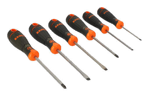 [B219.016] Bahco BahcoFit Tornavida seti, 6 parça. Düz ve Pozidriv vidalar için