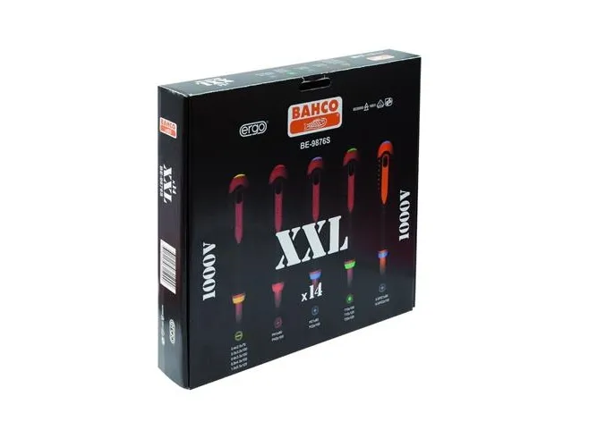 [BE-9876S] Bahco ERGO™ izoleli tonavida seti, 14 parça. Düz , Phillips, Pozidriv, TORX® ve Combi PZ başlı vidalar için