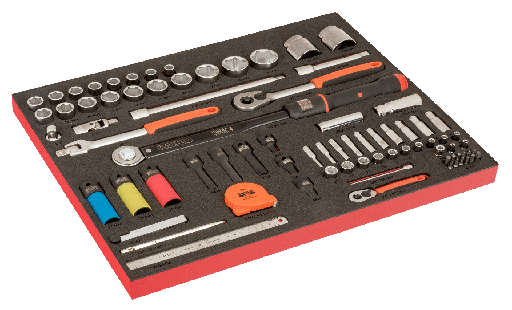 [FF1A218LM] Fit&Go 3/3 Köpük Lazer İşaretli iç Tasarımlı Pencere Tıklamalı Tork Anahtarı, Buji Lokmaları ve 1/4 inç Lokma Seti - 79 Parça