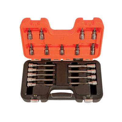 [S18TORX] Bahco 18 adet 1/2" lokma seti TORX® bits ile. T20'den T60'a TORX bits, kısa ve uzun
