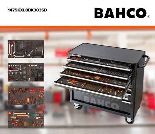 [1475KXL8BK303SD] Bahco 8 Çekmece Kampanyalı 295 Parça Dolu Takım Dolabı